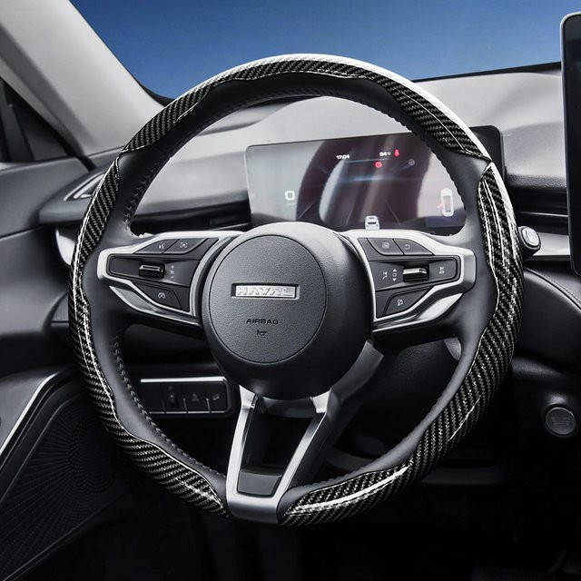 Hocasen Carbonfaser-Lenkradabdeckung mit segmentiertem Schnellverschluss für Haval H6, Jolion, H9, Dargo, Big Dog, H7, H5 in Schwarz, Blau, Rot, Silber - Bild 1