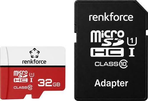 Renkforce microSDHC-Karte 32GB Class 10 UHS-I inklusive SD-Adapter Multicolor - Bild 1