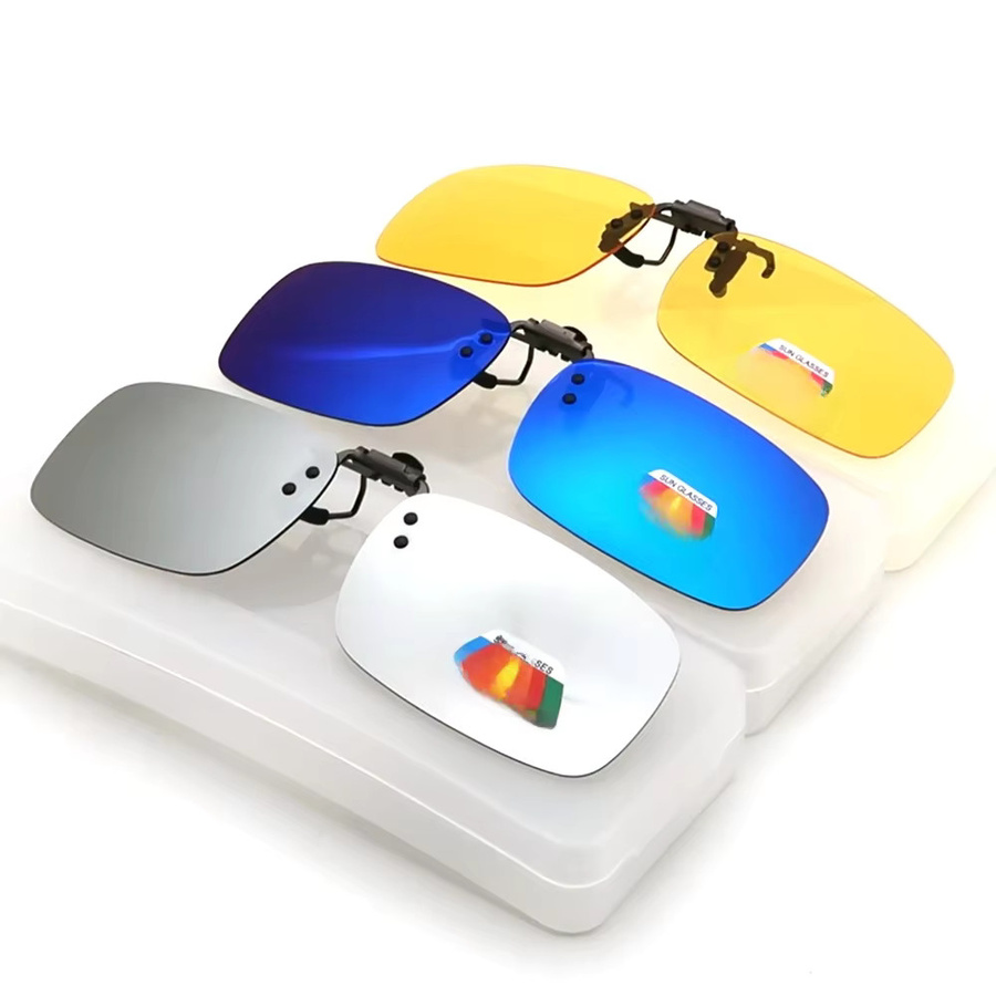 VIVIBEE Clip-on Sonnenbrille, quadratisch, Metall, blau, Unisex, polarisiert - Bild 1