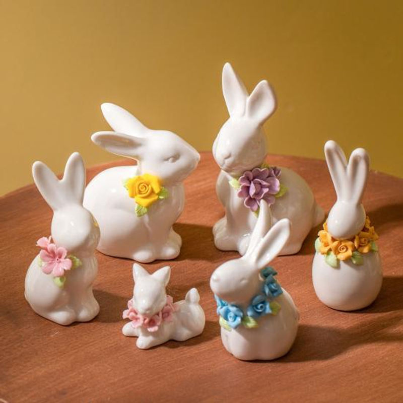 Caihezhi Oster-Keramik-Hase in Weiß als minimalistische Blumenvase und dekorative Osterfigur für Frühling und Hausdekoration - Bild 3