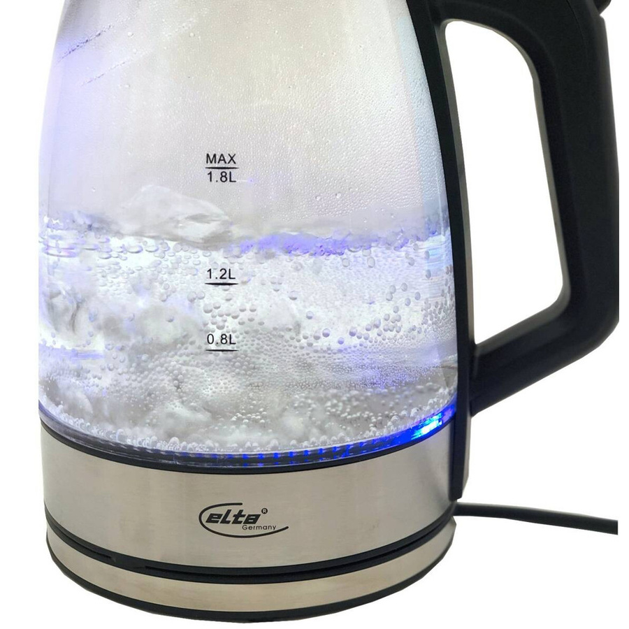 Elta Wasserkocher WK-2200.1 aus Glas und Edelstahl in Schwarz, Blau oder Transparent mit 1,8 l Fassungsvermögen - Bild 3