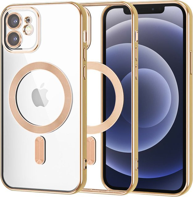 Techsuit Luxury Crystal MagSafe-Hülle für Apple iPhone 12 in Gold und Transparent - Bild 1