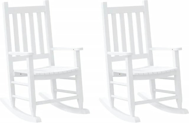 vidaXL Kinder-Schaukelstühle aus Pappelholz, 2er-Set, Weiß, B/T/H: 66,5 x 49,0 x 85,5 cm - Bild 1