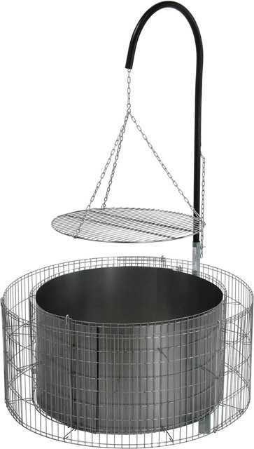 Bellissa Gabionen Grill- und Feuerstelle aus Stahl und Zink-Alu in Anthrazit, B/T/H: 92 x 40 x 142 cm - Bild 1