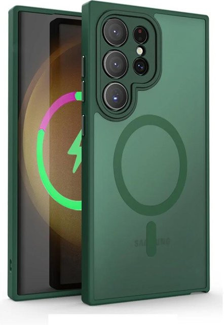 Magnetische matte Handyhülle mit Öl-Haptik für Samsung Galaxy S25, S24 Ultra, S22 Plus und S25 FE in Grün - Bild 1