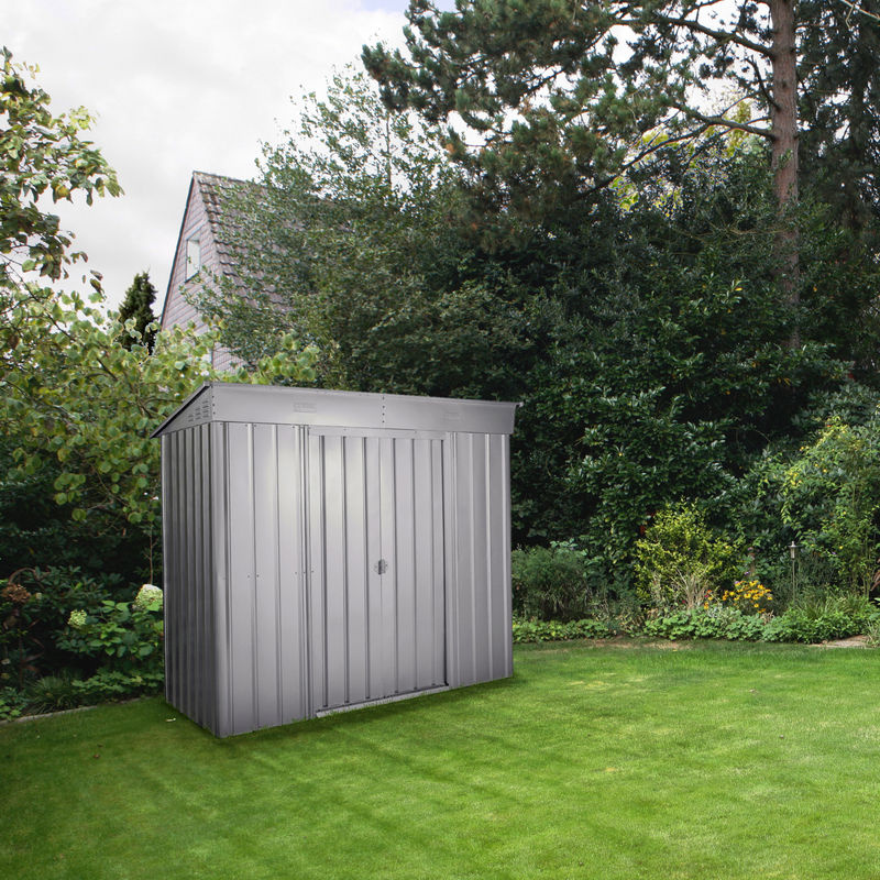 Globel Industries Metall-Gerätehaus Skillion 84 in Silber Metallic, B/T: 234 x 113 cm - Bild 3