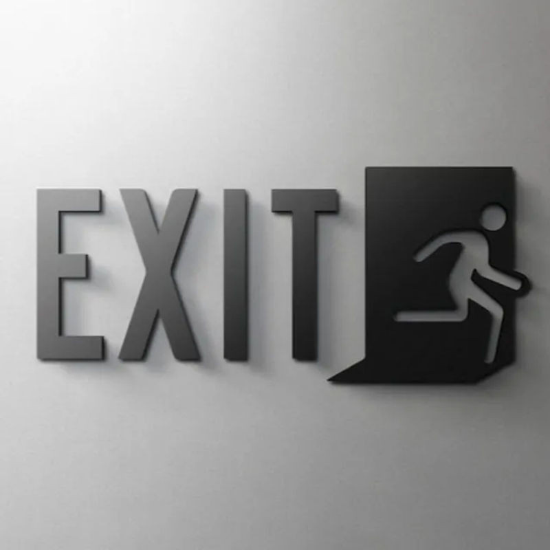 Minimalistisches EXIT-Acrylschild von CIFBUY in Schwarz als 3D-Klebeschild für Tür, Wand oder Toilette, moderne Dekoration aus Kunststoff - Bild 1