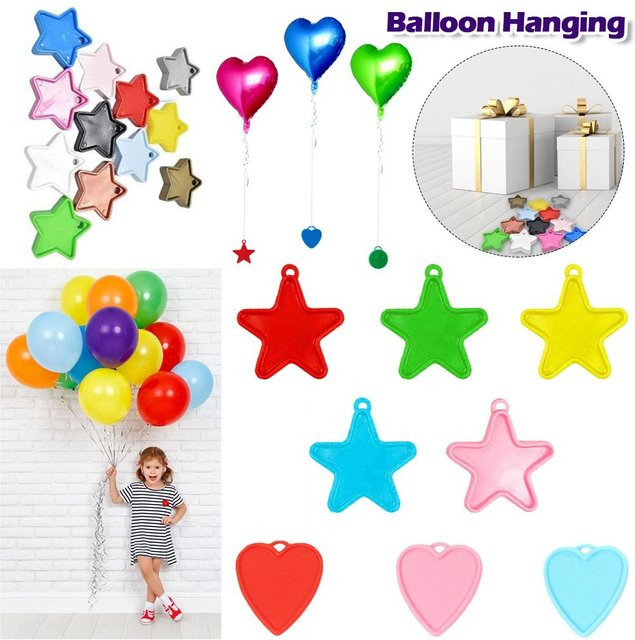 10 Stück wiederverwendbare Ballongewichte aus Aluminiumfolie in Silber und Rot für Party und Hochzeit - Bild 1