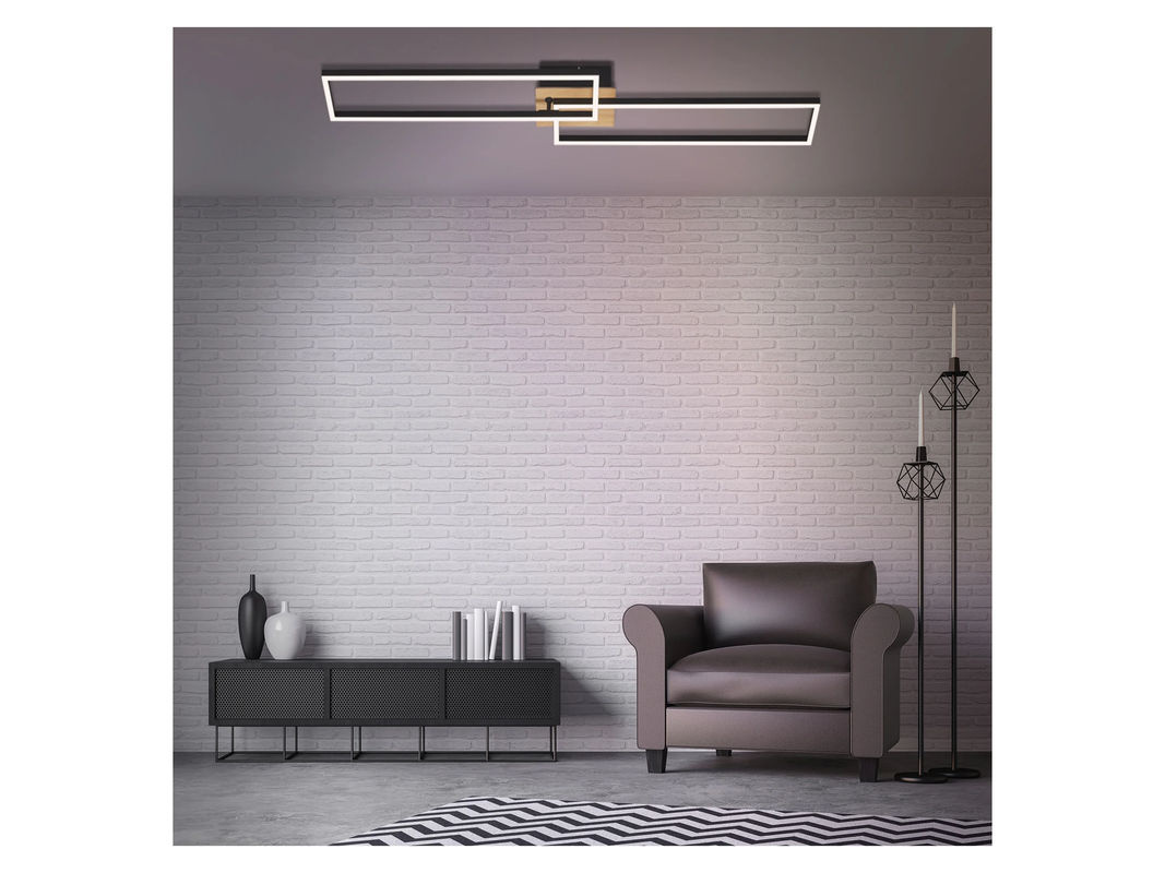 Briloner CCT LED Design Deckenleuchte rechteckig aus Holz und Metall in Schwarz oder Chromfarben dimmbar - Bild 2
