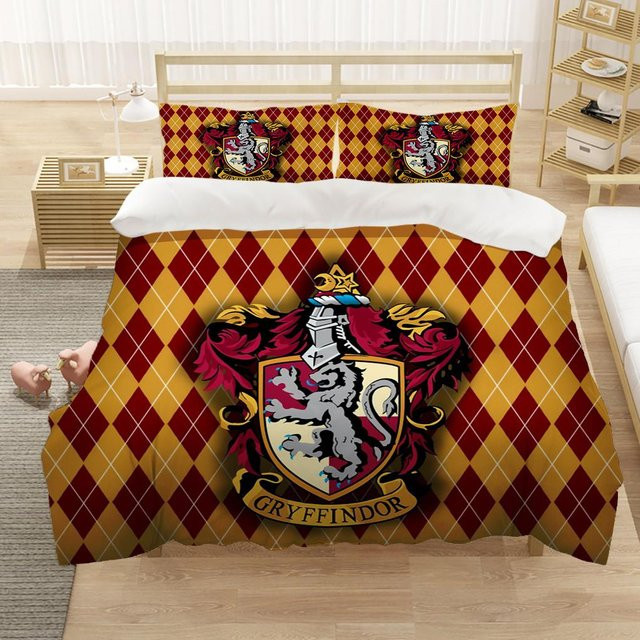 Gu Tao Marauders Map 3-teiliges Bettwäsche-Set mit Bettbezug und Kissenbezügen in Rot, Größe B: 180 cm, H: 210 cm - Bild 1
