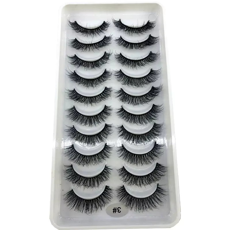 AMSDCN Kunstwimpern, 3D-Nerzwimpern, Black, 10 Paar, Unisex - Bild 3