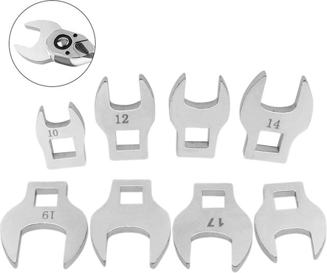 DAZZLEEX Hahnenfußschlüssel Set 8-teilig 10 bis 19 mm metrisch und Zoll 8 Zoll mit offenem Ende - Bild 1