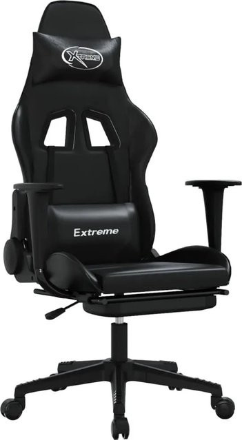 vidaXL Gaming-Stuhl in Schwarz aus Kunstleder mit Fußstütze und Kopfstütze - Bild 1