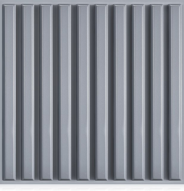KUUJOJO 3D Wandpaneel mit Streifenmuster für die Innenwanddekoration, modern und selbstklebend, Weiß und Grau, Breite: 30 cm - Bild 1