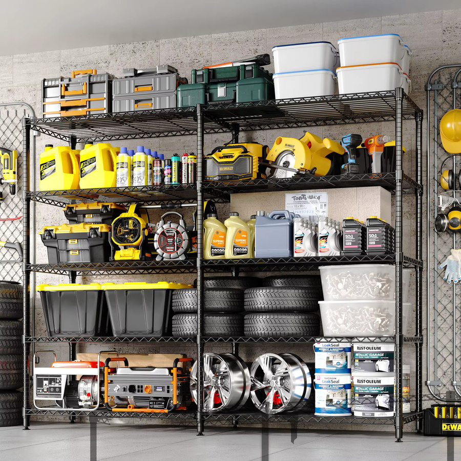 HiMISS Metall-Lagerregal in Schwarz mit verstellbaren Regalböden für Garage, Küche und Keller - Bild 3