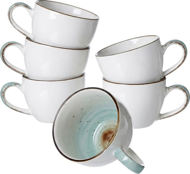 Ritzenhoff & Breker Espressotassen Cosmo Set aus Keramik in Blau und Weiß, 6er Set, 100 ml - Bild 1