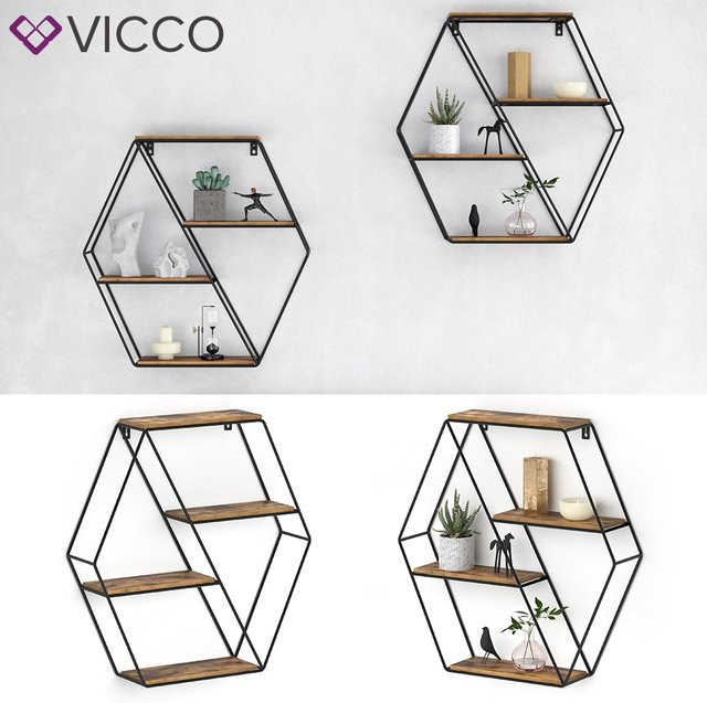 Vicco Loft Wandregal FYRK Industrial Küchenregal aus Metall und Holz in Braun - Bild 1
