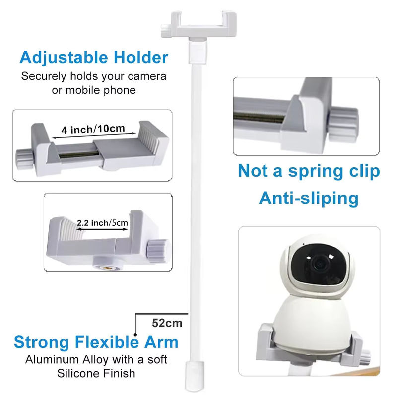 Cdycam Universal Baby Phone Halterung aus flexiblem Silikon in Weiß für IP-Kameras und Smartphones zur Befestigung an der Krippe oder Wiege - Bild 3