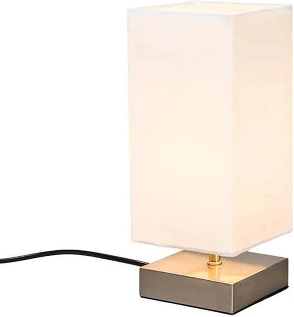 QAZQA Moderne Tischlampe Milo aus Stahl in Weiß, dimmbar mit E14 Fassung - Bild 1