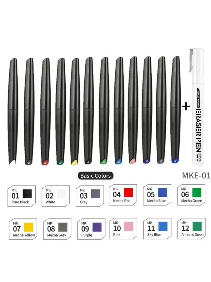 DSPIAE Soft-Tip Acrylmarker-Set für den Modellbau mit Grundfarben, Metallic-Farben und Radierer in Multicolour - Bild 3