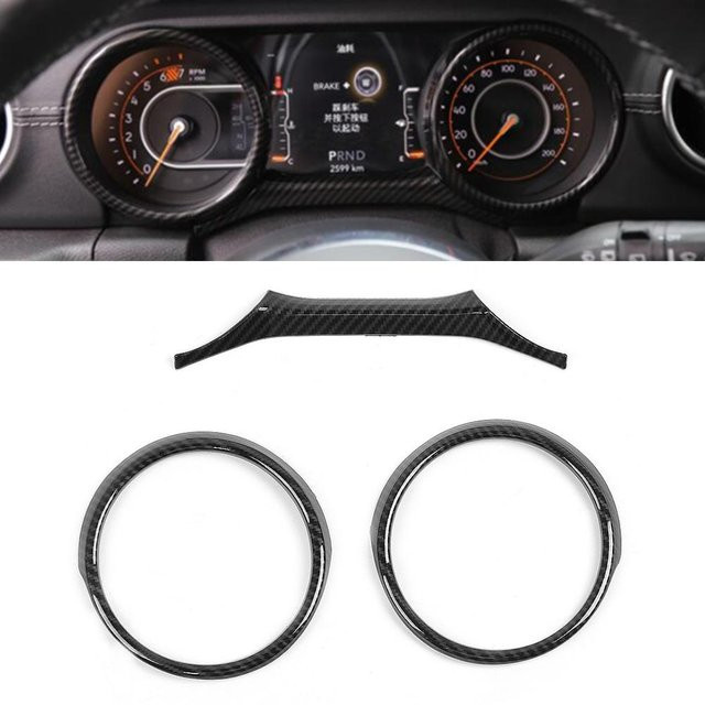 Fishine 3-teiliges Set Armaturenbrett Zierleisten im Kohlefaser-Stil für Jeep Wrangler, Schwarz - Bild 1