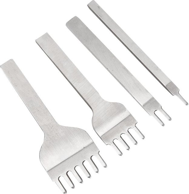 GoolRC Lochmeißel Set aus Stahl mit 1, 2, 4 und 6 Zinken für Lederhandwerk und DIY, 6mm, Silber/Weiß - Bild 1
