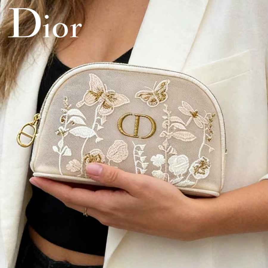 Christian Dior Kosmetiktasche mit Blumen- und Schmetterlingsstickerei - Bild 4