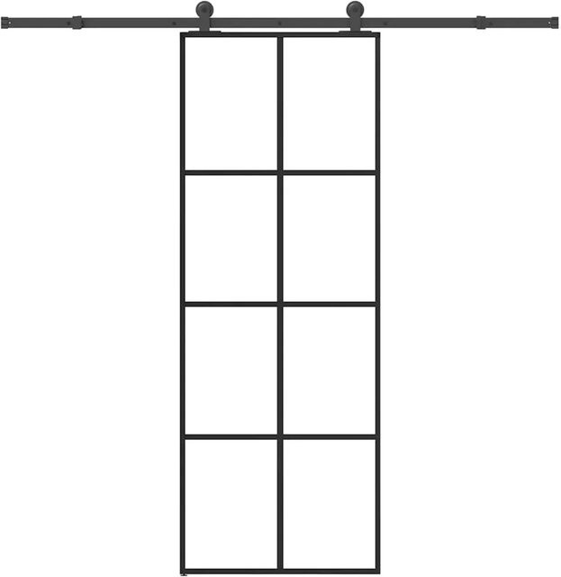 vidaXL Schiebetür aus ESG-Glas und Aluminium in Schwarz und Transparent, B: 76 cm, H: 205 cm - Bild 1