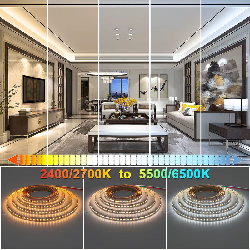 Auxmer LED-Streifenlicht WWCW 2835 in Weiß, CCT 2400-6500 K, 5 m Rolle, IP20, CRI >95, 120/240 LEDs/m, DC12/24 V - Bild 3