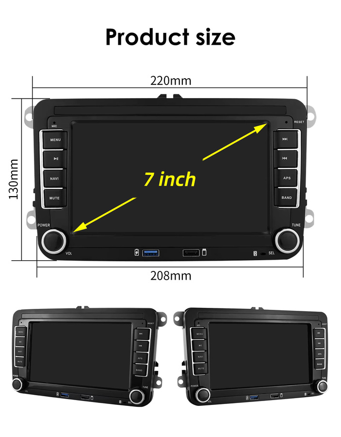 OSSURET Android Autoradio-Player mit Carplay, USB, WiFi und GPS in Schwarz für VW Polo, Golf 5, 6, Passat, Jetta, Tiguan, Touran, Sharan und Scirocco - Bild 5