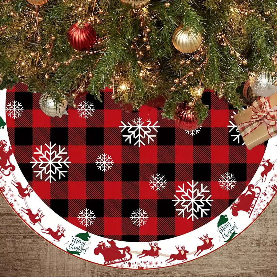 VIKAMA Weihnachtsbaumkleid in Rot mit Schneeflocken-Design für deine Weihnachtsdekoration - Bild 4
