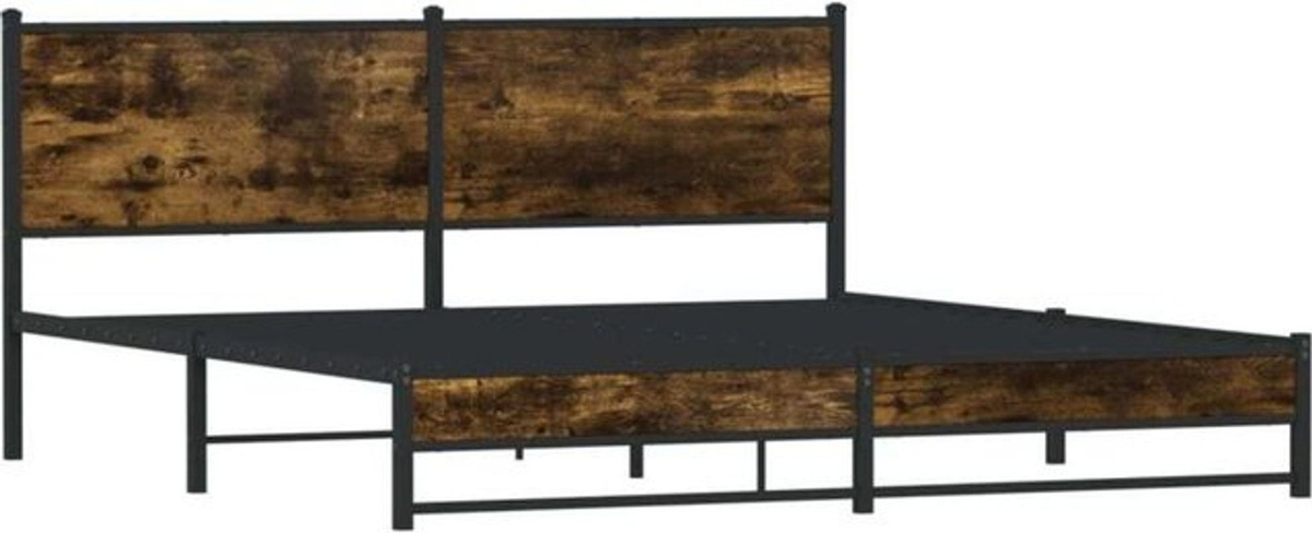 Metallbett Vidaxl in Räuchereiche und Braun im Industrial Design, B/T/H: 160 x 200 cm, ohne Matratze - Bild 1