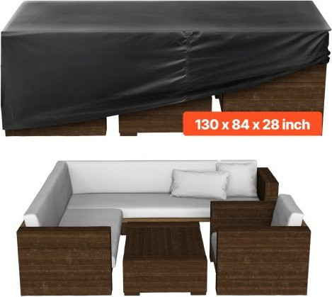 VEVOR Schutzhülle für Terrassenmöbel aus wasserfestem Oxford-Gewebe, rechteckige Abdeckplane in Schwarz, B/T/H: 330 x 214 x 71 cm - Bild 1