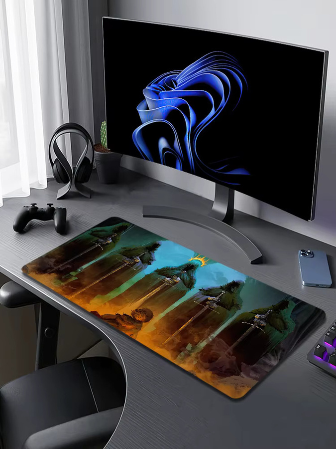 L-Lord of The Rings Middle Earth Map Mauspad, rutschfest und verdickt, großes Gaming-Mauspad für Büro und Studium, Multicolour - Bild 7
