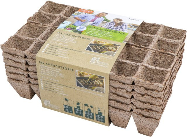 Siena Garden Bio Anzuchttöpfe aus Holz in Braun, 144 Stück - Bild 1