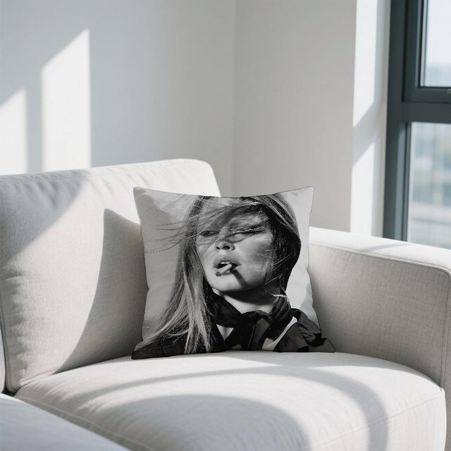 Dekorative Kissenhülle B-Bardot Modell aus Polyester mit beidseitigem B-Brigitte Muster in Weiß, B/B/B: 30 x 30 x 30 cm - Bild 1