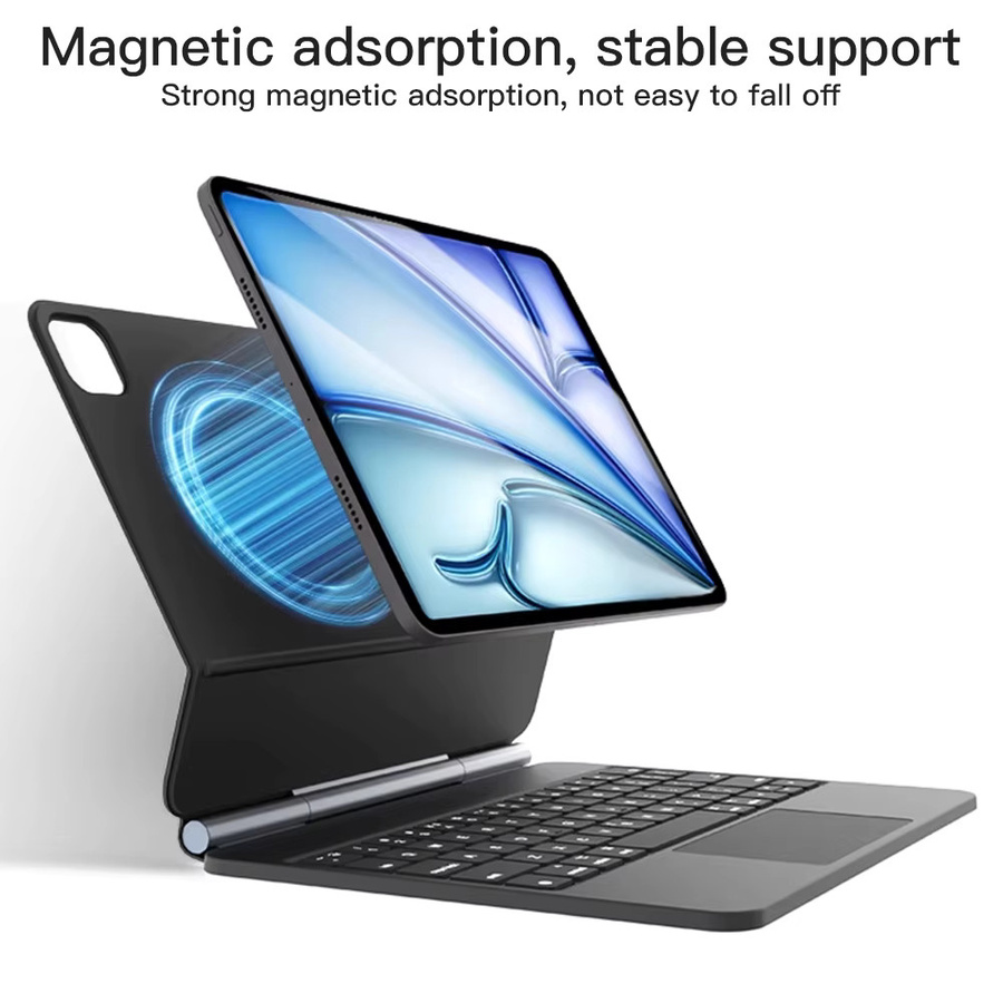 READYYEAH Magic Keyboard Hülle mit spanischer Bluetooth-Tastatur QWERTY (ES) für iPad Pro 11 und 12,9 Zoll sowie iPad Air 4 und 5, verfügbar in Schwarz oder Weiß - Bild 2