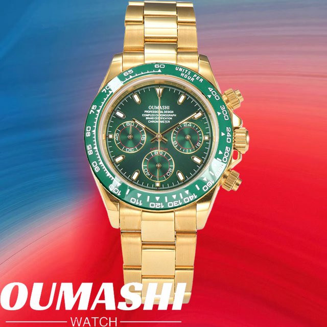 OUMASHI Chronograph, Gold, Edelstahl, 39,3 mm, Herren, 10 ATM - Bild 1