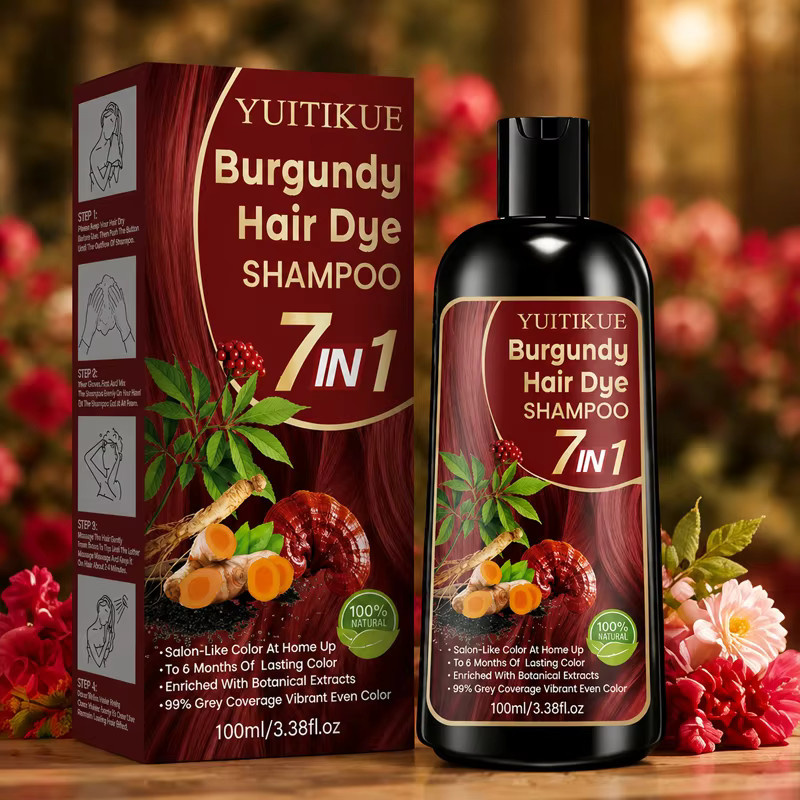 YUITIKUE Haarfärbeshampoo, Burgunder, Unisex - Bild 4