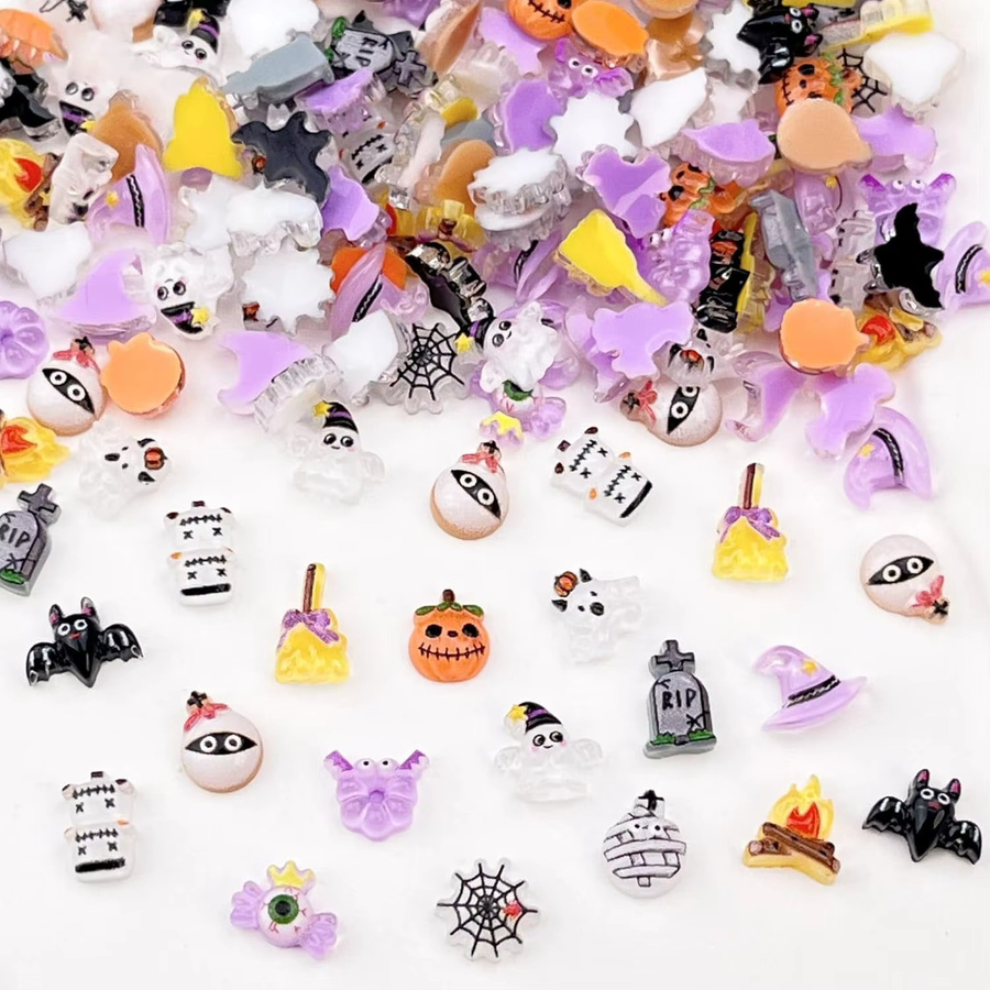 felaxuu Nail Art Charms, 50 Stück, 3D Harz Kürbisse, Glänzend, Unisex - Bild 2