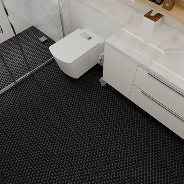 Rutschfeste Bodenmatte von FIOUSHWIN aus schwarzem PVC für Küche, Badezimmer und Außenbereich, Dicke: 5 mm - Bild 1