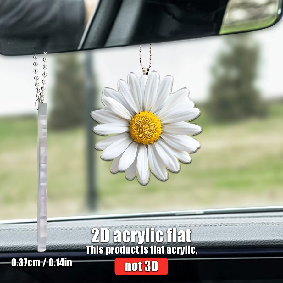 Weiße Sonnenblumen-Anhänger aus Kunststoff als dekorativer Blumen-Anhänger für Auto, Rucksack oder Schlüsselanhänger - Bild 4