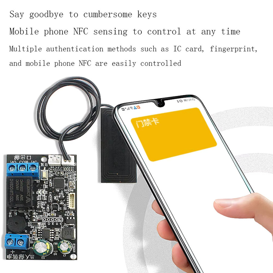 NFC Steuerplatine für Handy und IC-Karte zur Zugangskontrolle mit Fingerabdruck und Relaismodul, 13,56 MHz, DC12-24V - Bild 2