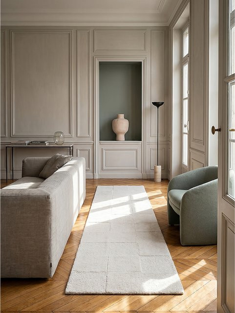 Läufer Kadima Design Hoch-Tief Effekt aus Wolle in Elfenbein B: 60 cm, L: 230 cm - Bild 1