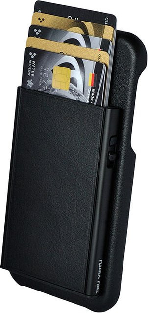 Tru Virtu Click & Slide Pay & Phone Kartenetui und Smartphonehülle für iPhone X in Nappa Black/Black - Bild 1