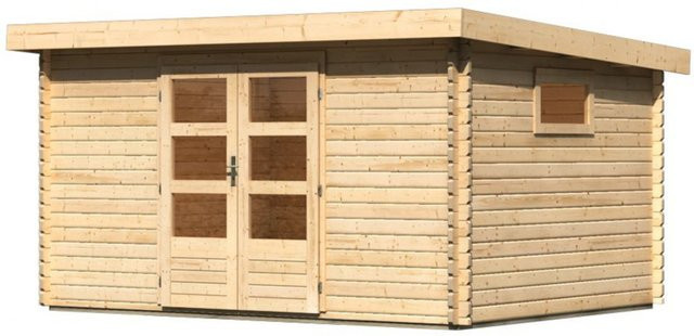 Gartenhaus Holz TRITTAU 5 Blockbohlenhaus Naturbelassen Ohne Anbaudach B/T: 387 x 297 m - Bild 1