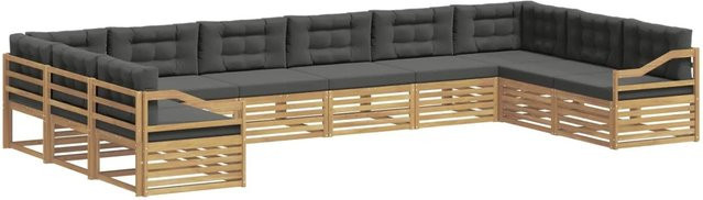 vidaXL Sofagarnitur aus Massivholz Akazie im modernen Latten-Design mit Armlehnen in Anthrazit, Weiß oder Grau - Bild 1
