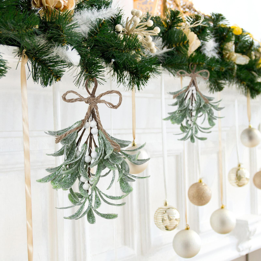 Tooarts Künstliche Mistel Dekoration in Grün für Weihnachten - Bild 3