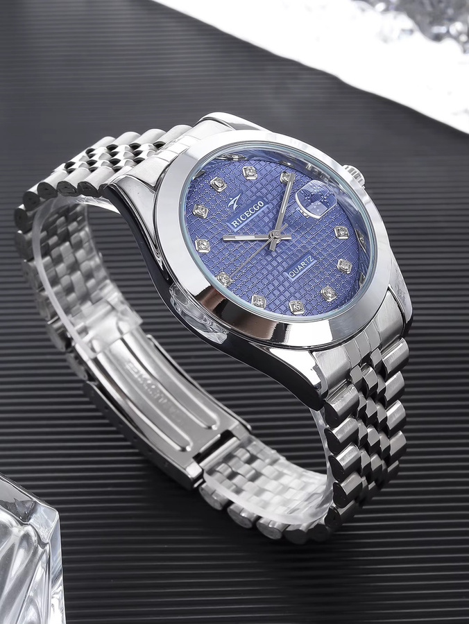 Ricecgo Armbanduhr, Quarz, Edelstahl, Grau, Kristall, Herren - Bild 3