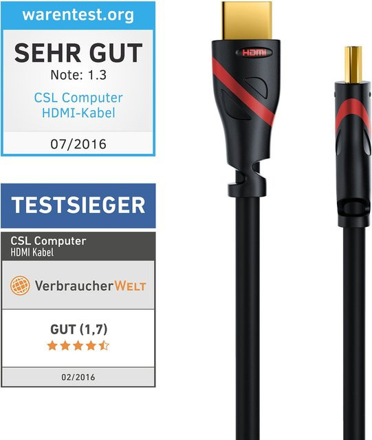 CSL HDMI 2.1 Kabel 8K Ultra HD mit Ethernet und ARC in Schwarz, Länge: 15 m - Bild 1